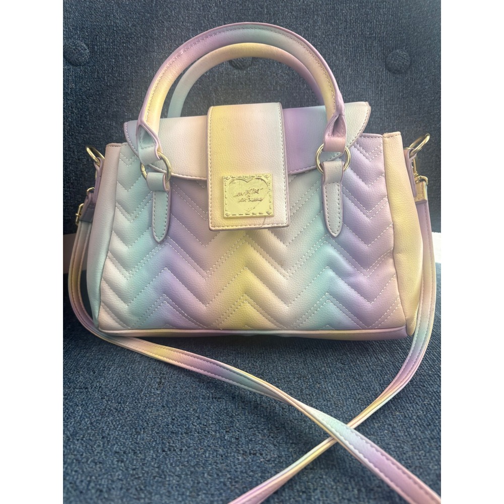 Luv Betsey by Betsey Johnson Rainbow Ombre Chevron Quilted Satchel Crossbody Bag
